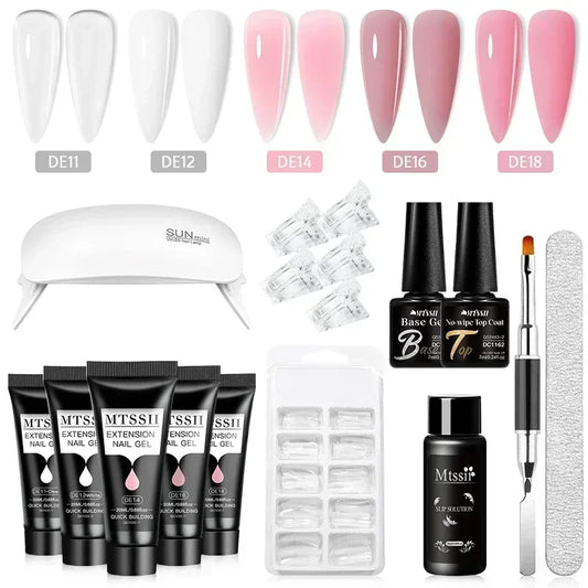 MTSSII 20m Extension Nail Gel Set Manicure Set Finger Quick Buliding Extension Gel Nail Polish Kit Soak Off UV Gel LED Nail Art